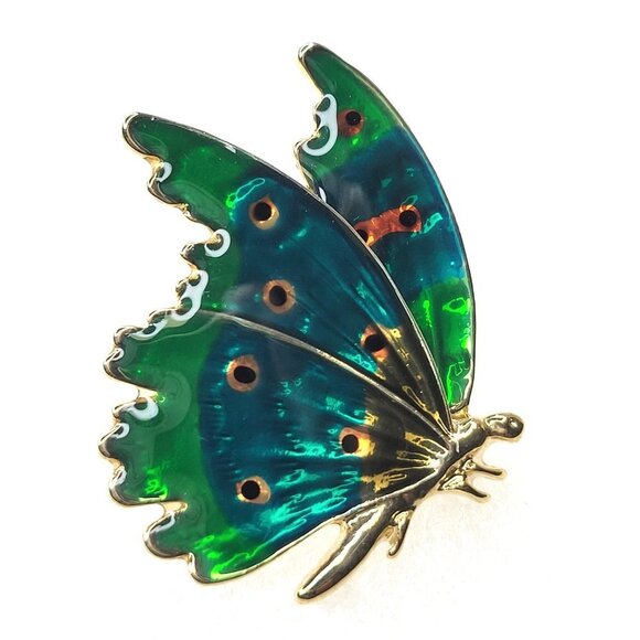 Green Butterfly Brooch Pin - Picture 6 of 14